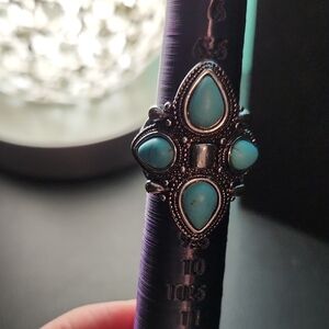 Silver and Turquoise Color Statement Ring